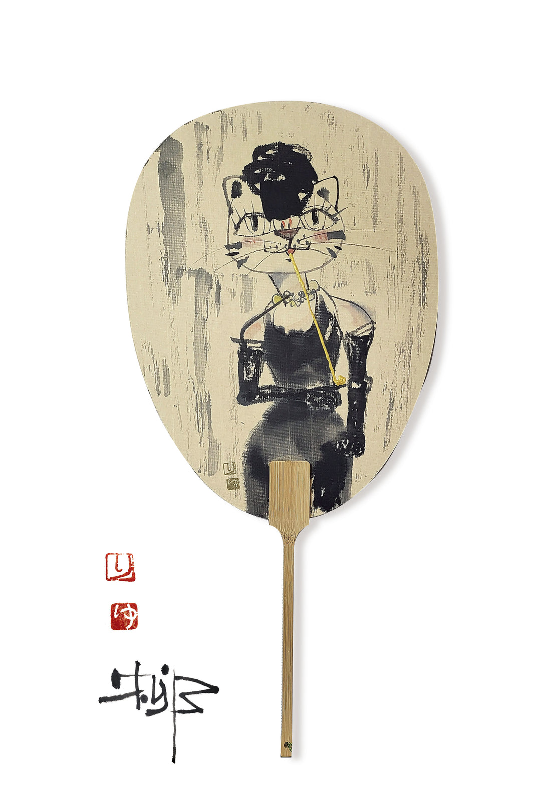 Audrey cat (Fan) No.2 korea ink on fan