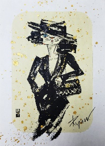 Chanel cat no 11 21x29.7cm 水墨色彩&amp;和紙