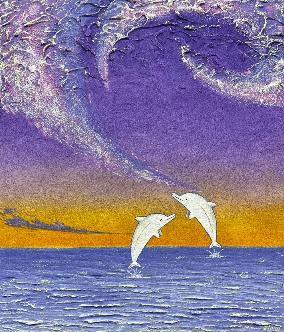 Dolphins story 10F(45.5x53.0cm) Mixed media on canvas