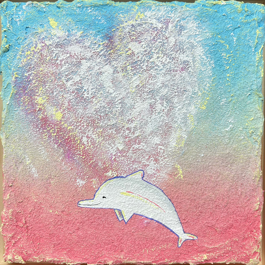 Dolphins story 4S (24.2 X 24.2CM) Mixed media on canvas