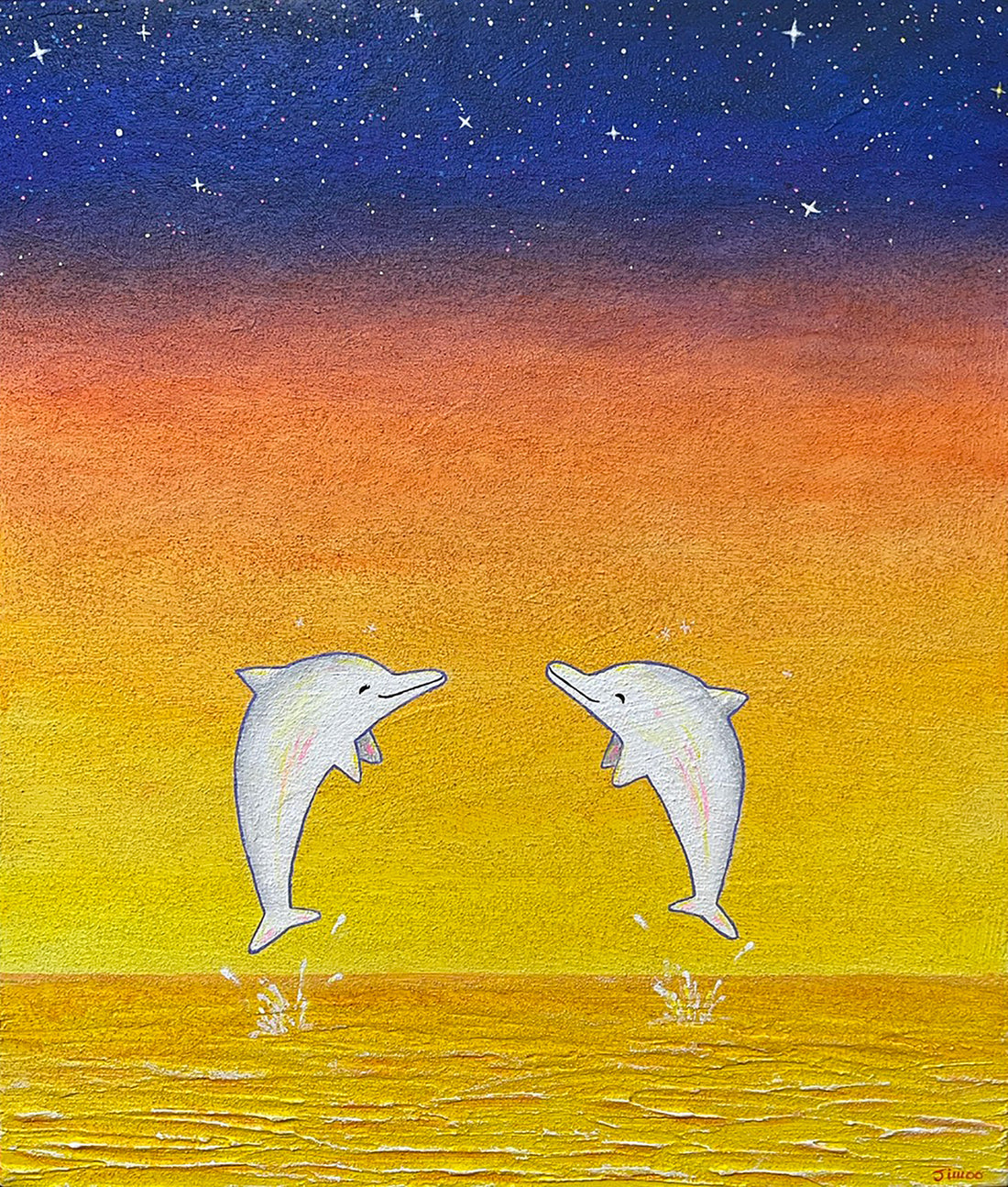 Dreaming Dolphins 10F (53.0 x 45.5cm) Mixed Media on Canvas