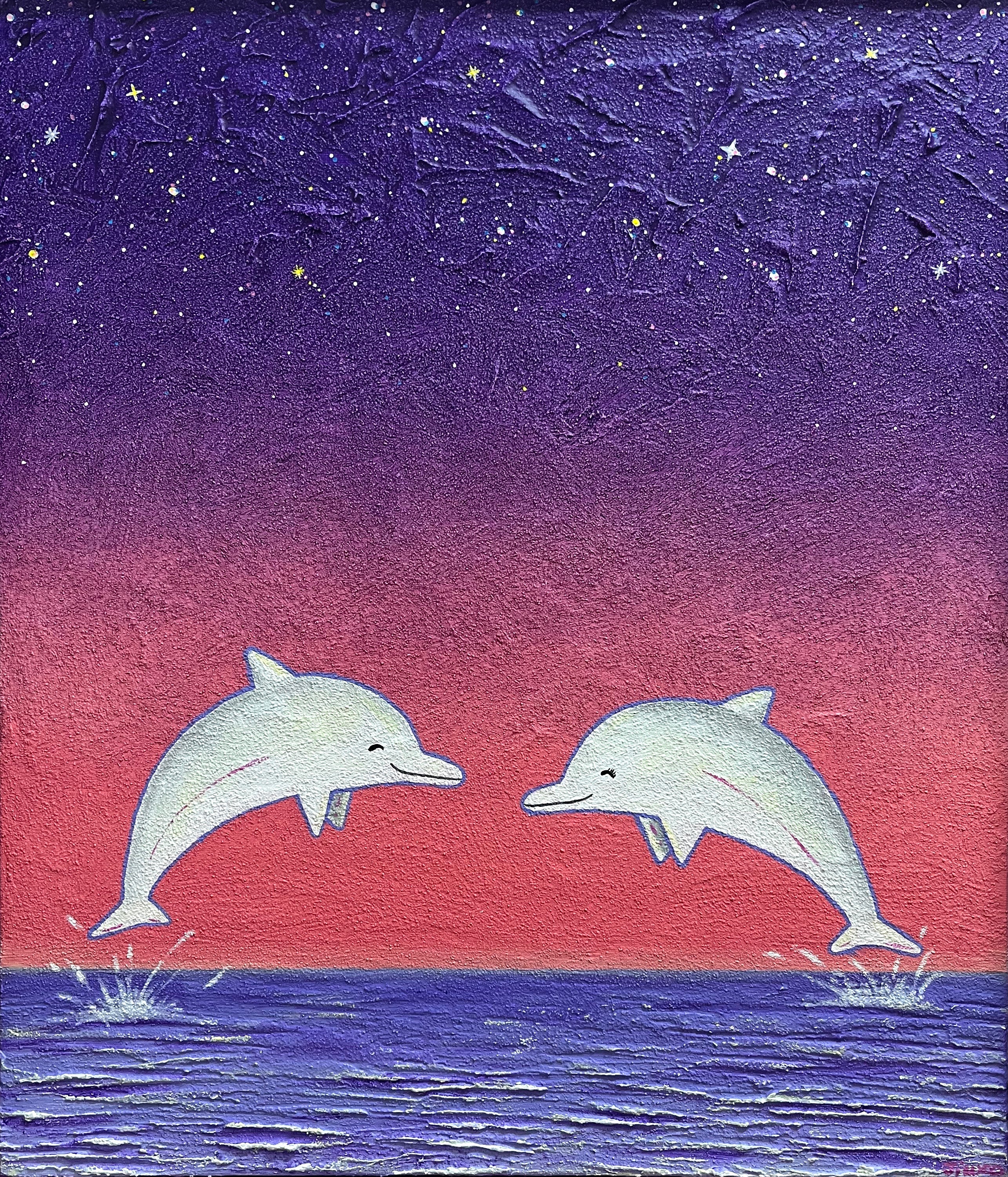 Dreaming Dolphins 10F (53.0 x 45.5cm) Mixed Media on Canvas