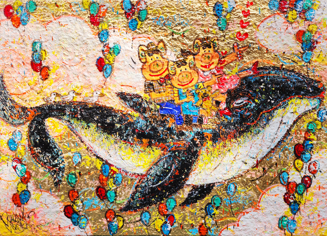 Happy PIG Family 30p(91×65.5cm) Acrylic on Canvas &amp;gold