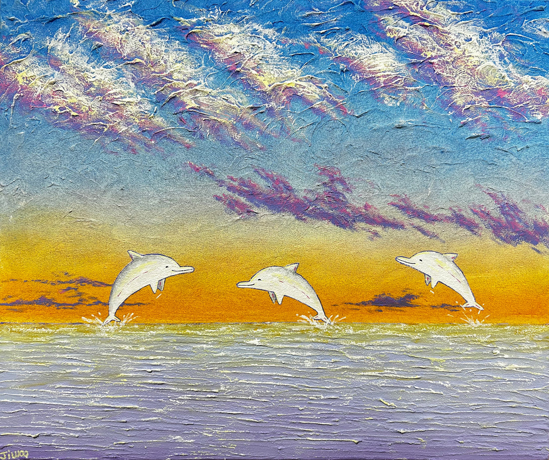 PEACE IN DOLPHINS 20F (72.7 x 60.0cm) Mixed Media on Canvas