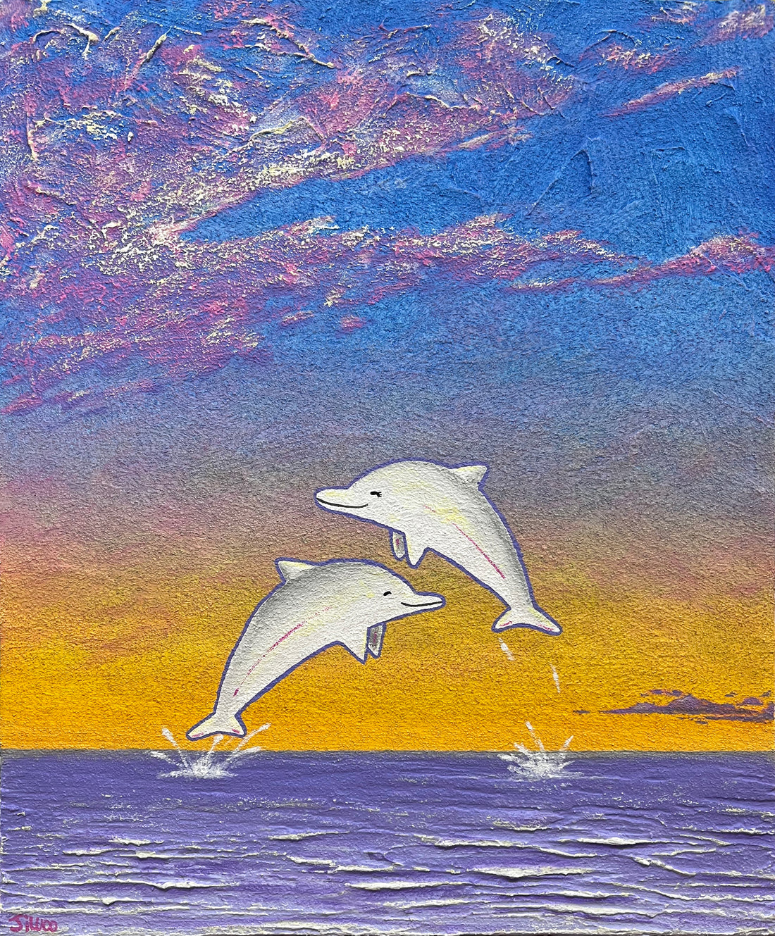 Peace in dolphins 8F (45.5 X 37.9CM) Mixed media on canvas