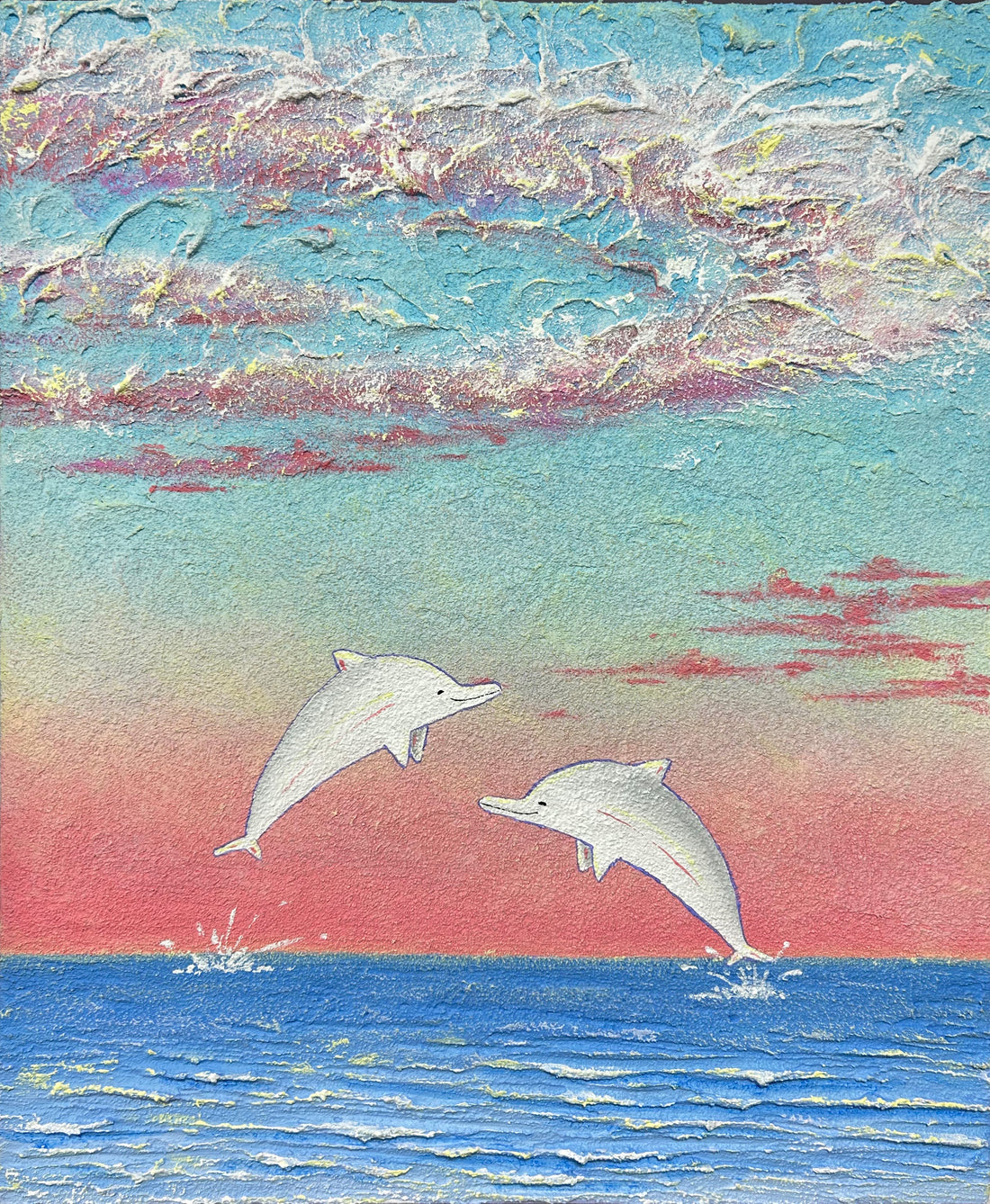 Peace in dolphins 8F (45.5 X 37.9CM) Mixed media on canvas