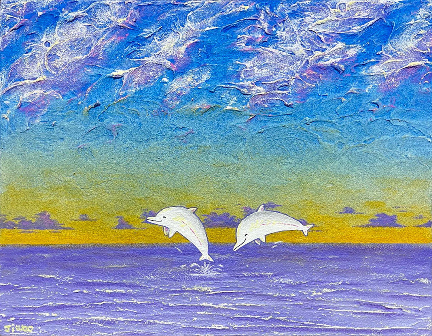 PEACE IN DOLPHINS 6F (40.9 x 31.8cm) mixed Media on Canvas